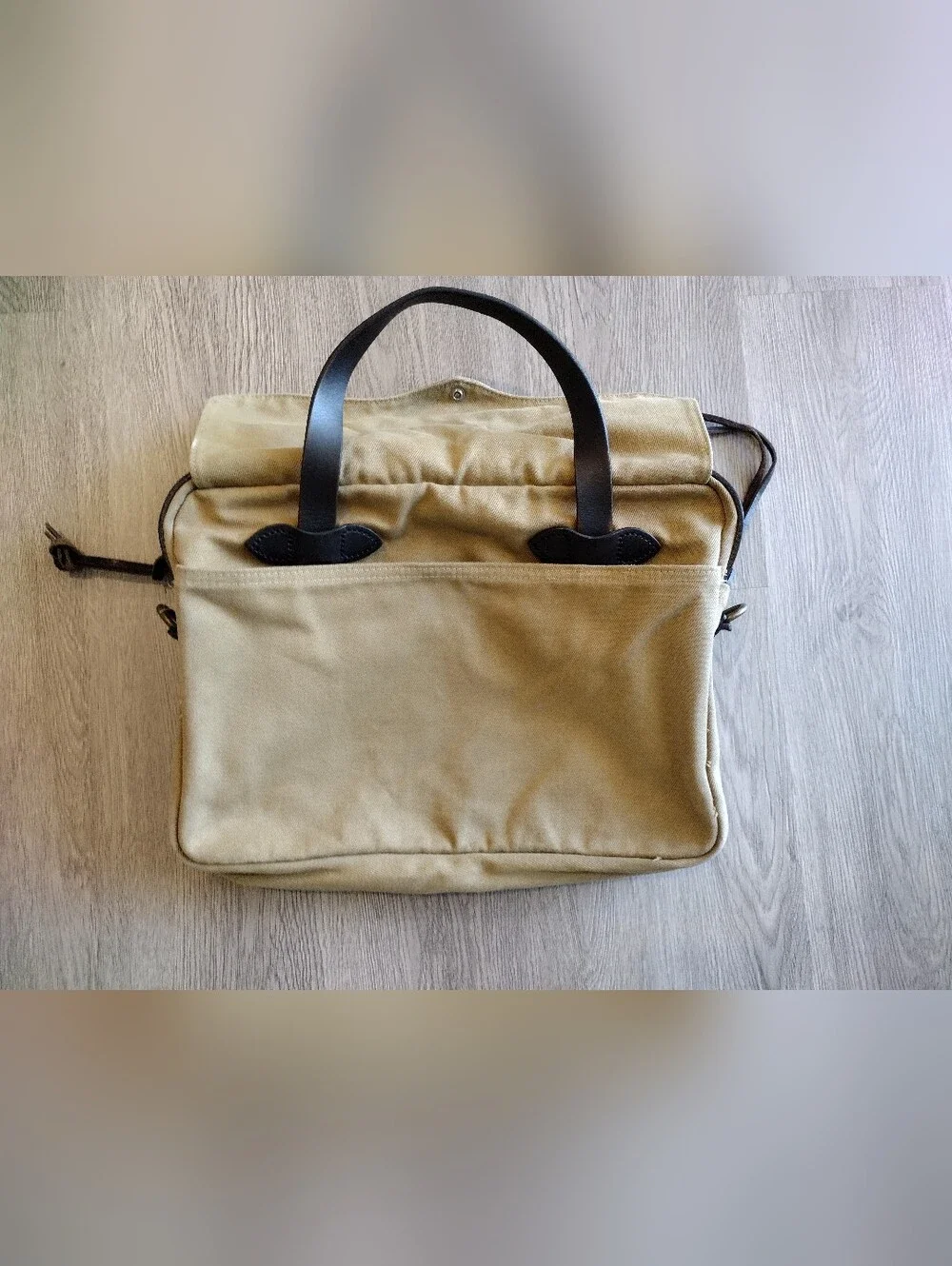 Filson Rugged Twill And Bridle Leather Briefcase W/ Shoulder Strap